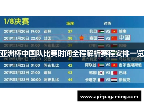 亚洲杯中国队比赛时间全程解析赛程安排一览 亚洲杯中国队比赛时间全程解析赛程安排一览